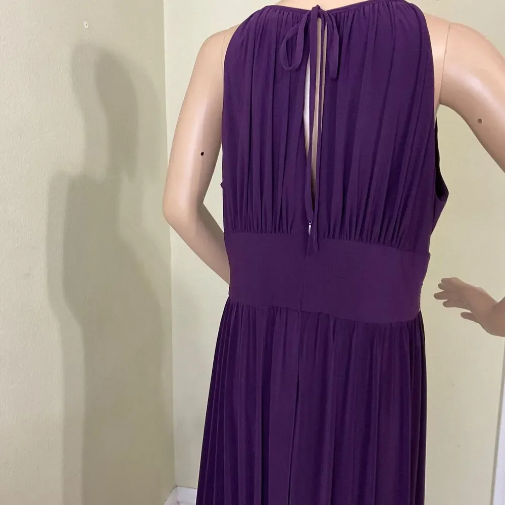 R & M Richards Plus 14 Formal PROM GALA EVENT Purple, empire waist  halter Dress - Picture 4 of 16